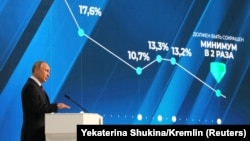 Президент России Владимир Путин во время обращения к Федеральному Собранию